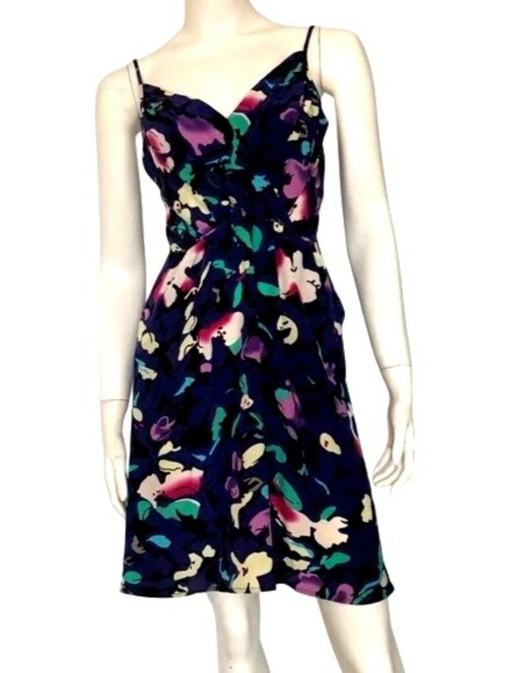 Yumi Kim Silk Slip Mini Dress floral black purple size XS - Picture 2 of 9
